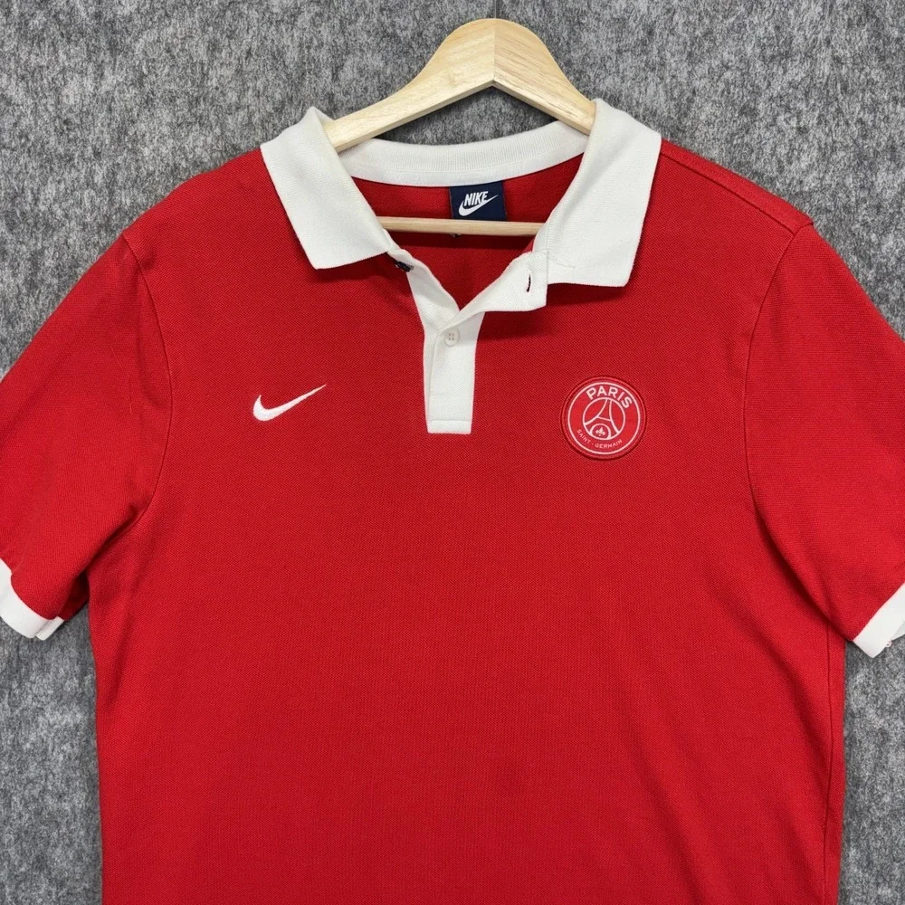 Nike Paris Saint Germain Polo Shirt Men's Medium Short Sleeve Red Soccer Futbol